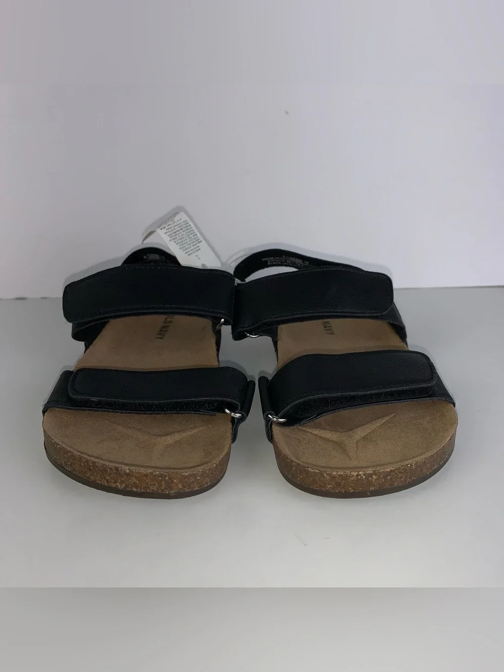 Old Navy PU double strap black sandals girls size 9